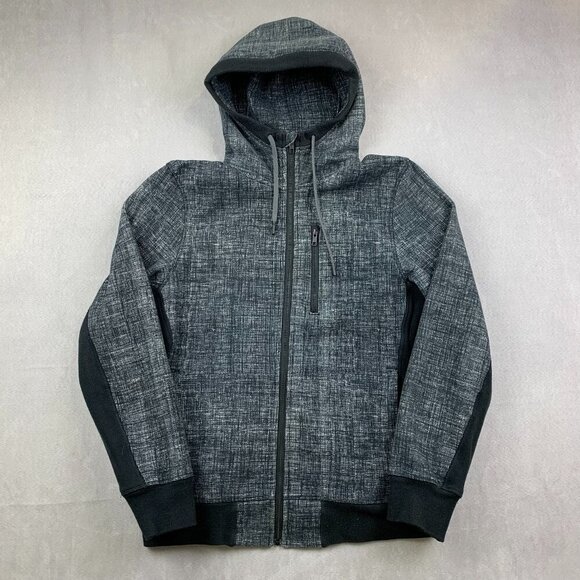 Lululemon Mens Sweater Small Black Heather Full Zip Sequence Hoodie Long Sleeve - Picture 1 of 7